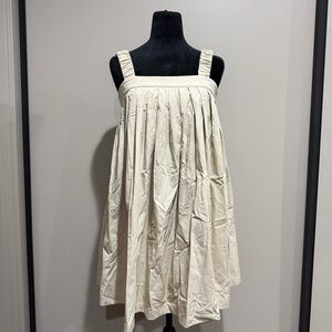 Urban Outfitters Another Girl Cotton-Blend Poplin Pleated Babydoll Mini Dress